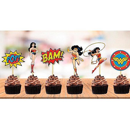 30 Topper tag Para doces  Mulher Maravilha