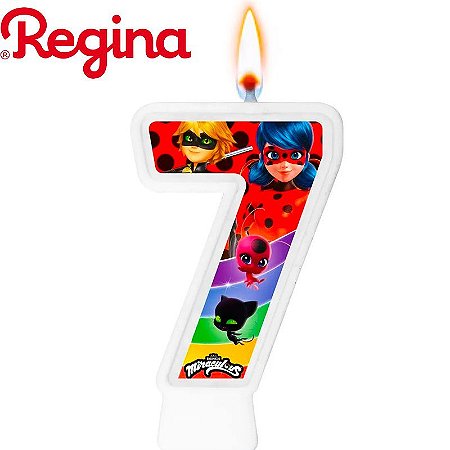 Vela Ladybug Número 7 Decoração Festa topo de bolo