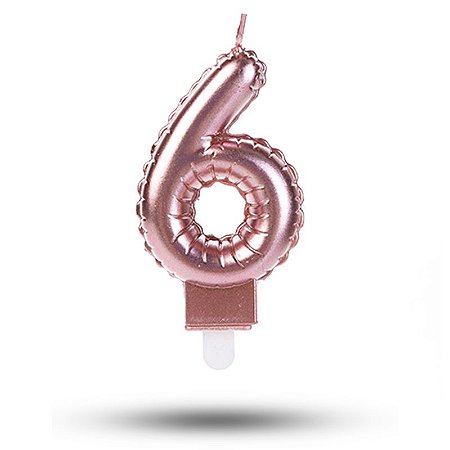 Vela balão Número 6 Rosê gold Decoração Festa