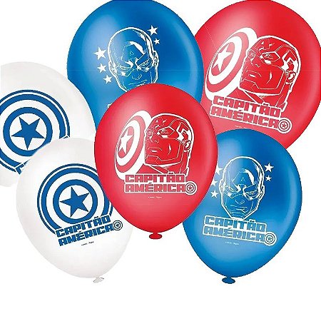 25 Balões Bexigas 9" peloga decoração festas Capitão América