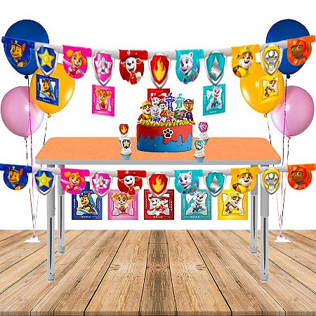 Faixa parabéns bandeirola Patrulha canina decoração festa Aniversário