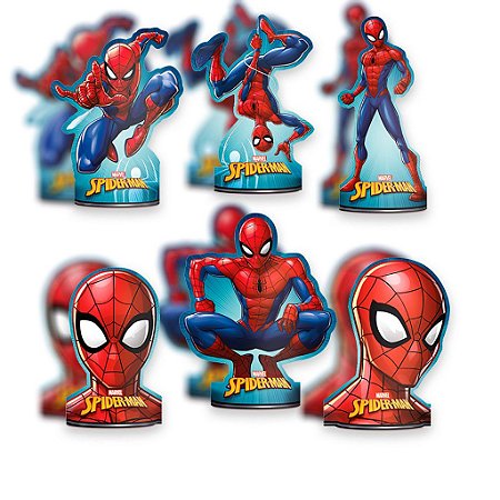 Decoração festa Homem Aranha Display de mesa - 6 Unidades