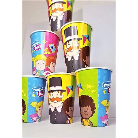 8 Copos Lembrancinhas festa Mundo Bita decoração aniverário