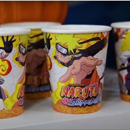 8 Lembrancinha copos decoração Naruto festa de aniversário