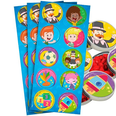 30 Adesivos Mundo bita redondo decoração festa