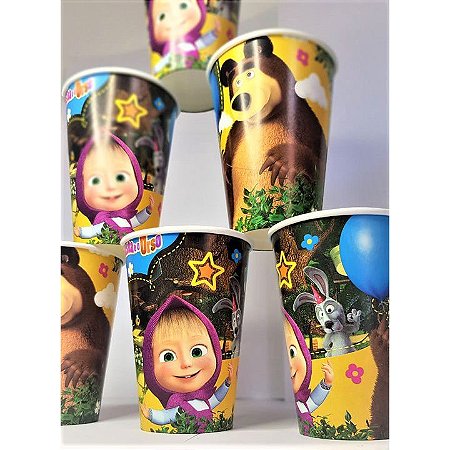 8 Lembrancinha copo  personalizados Masha e Urso