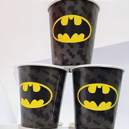 8 Lembrancinha copos festa Batman decoração aniversário