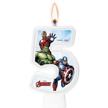 Vela Vingadores Número 5 Decoração Festa topo aniversário
