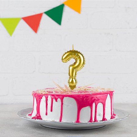 Vela balão interrogação dourada Decoração Festa aniversário