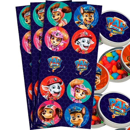 30 Adesivos Patrulha Canina Herois redondo decoração festa