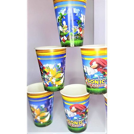8 Copos lembrancinhas Sonic decoração festa aniverário