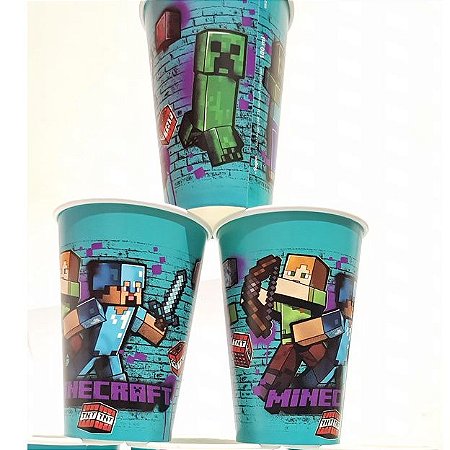 8 Lembrancinha Minecraft Copos Aniversário festa 240ml