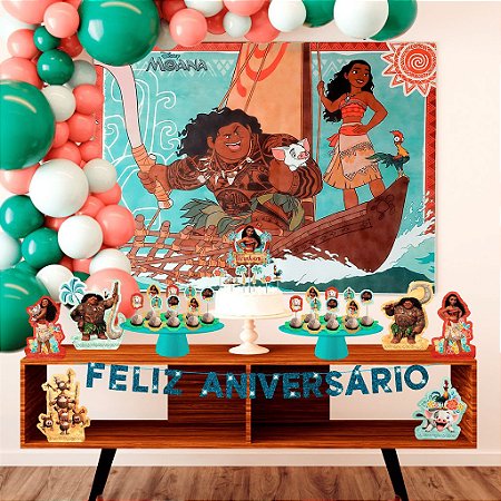 Kit festa Decoração aniversário Moana 39 pçs completo em EVA