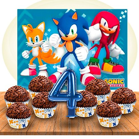 kit festa completo 102 pçs Decoração Sonic 4 Anos