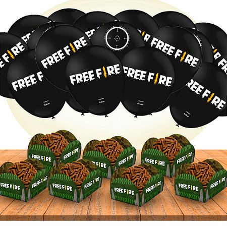 Kit festa completo 65 pçs Decoração Free Fire aniversário