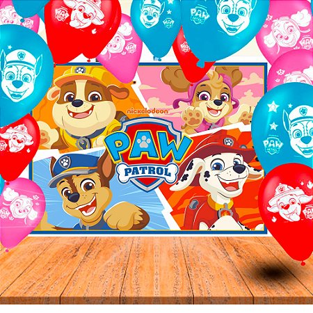 Kit festa Decoração Patrulha canina 25 Balões + Painel 1.40m