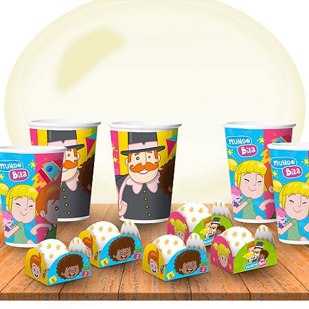 Kit Festa decoração Mundo Bita 50 forminhas + 8 Copos