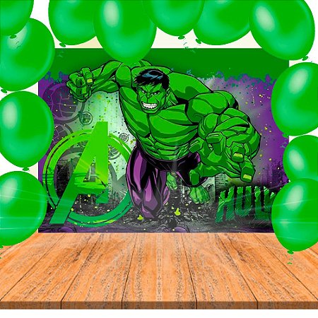Kit Festa 51 Pçs Decoração Hulk Painel + 50 Bexigas Neon