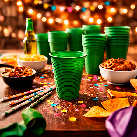 50 Copos descartáveis Verde decoração festa Eventos 200ml