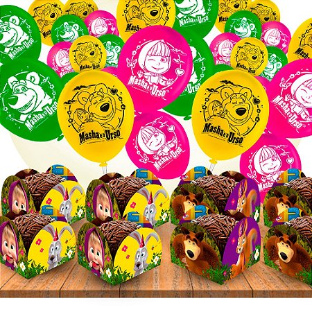 Kit festa Masha e o Urso 75 peças Decoração completa