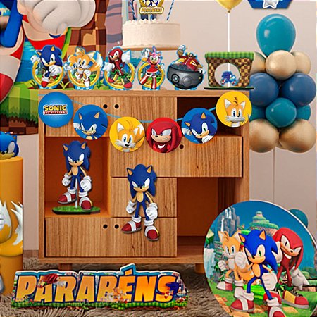Decoração festa Sonic Faixa Bandeirola GIGANTE EVA 2,50mtrs