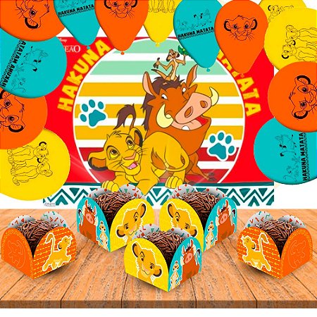 Kit festa Rei Leão 76 pçs decoração aniversário completa