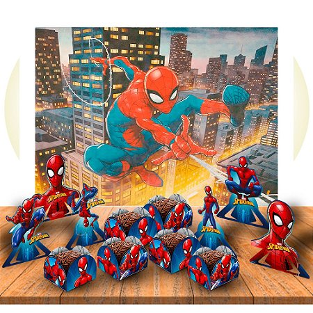 Kit festa completo 57 pçs decoração Homem Aranha aniversário