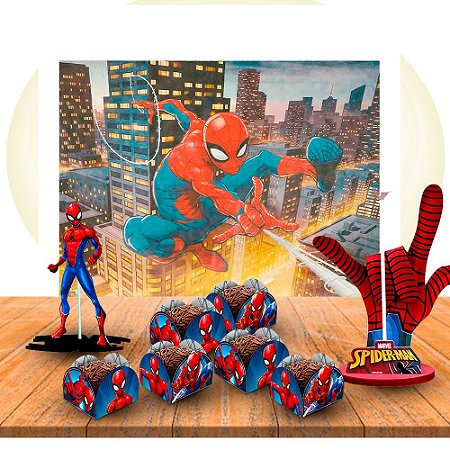 Kit festa completo 53 pçs decoração Homem Aranha aniversário