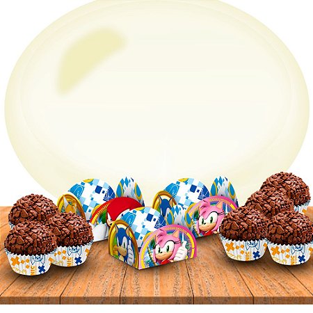 Kit Festa 150 itns Decoração Sonic Forminhas para doces