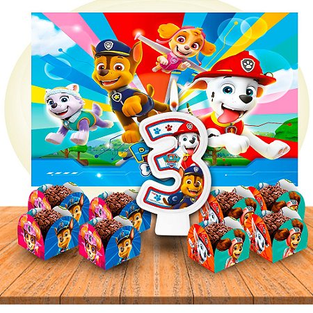 Kit festa 52 peças descoração Patrulha Canina completa vela3