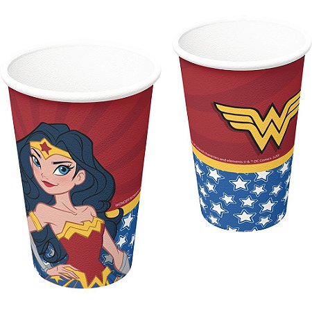 8 Copos 200ml Decoração lembrancinhas Mulher Maravilha baby