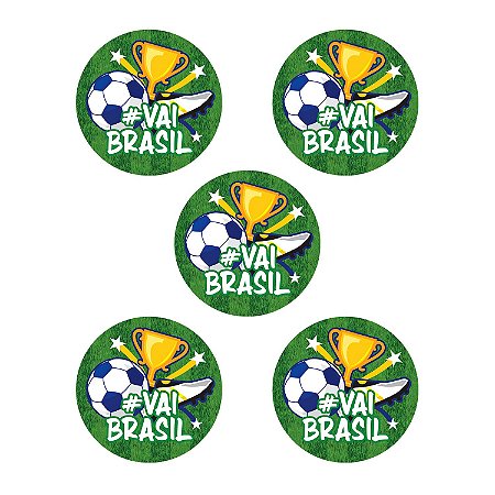 6 Apliques Porta Copos Decoração Copa Brasil 11X11cm