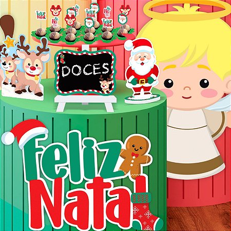 Centro de mesa Display Decoração Natal Papai Noel 17,5x10,5cm