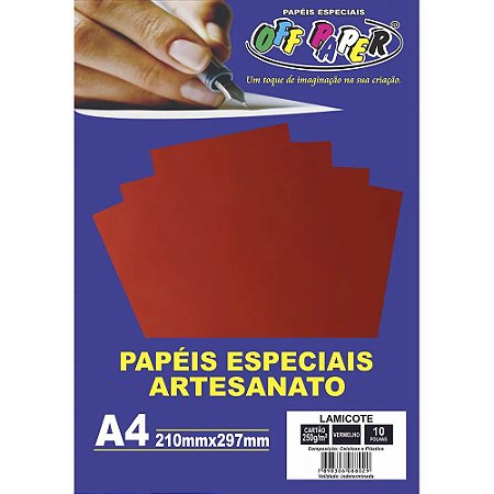 PAPEL ARTESANATO LAMICOTE VERMELHO A4 250G 10 FLS