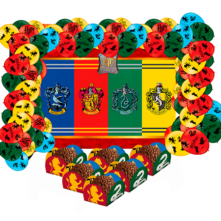 Kit festa completo 66 pçs decoração Harry Potter aniversário