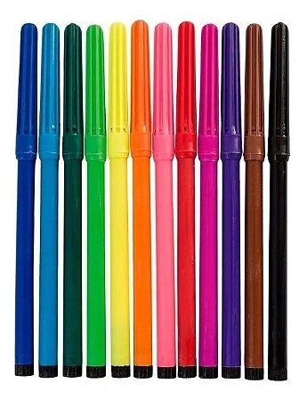 12 Canetinhas com 12 cores estojo