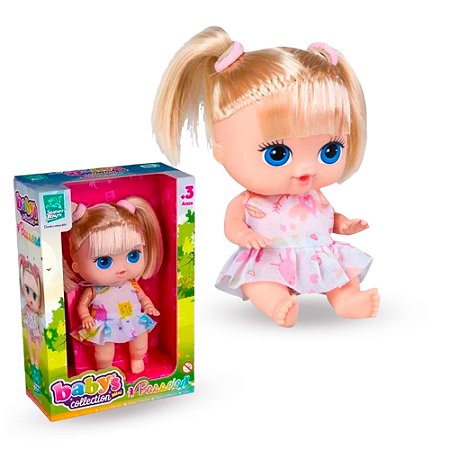 Boneca Babys Collection mini Passeio com cabelo e cheirinho