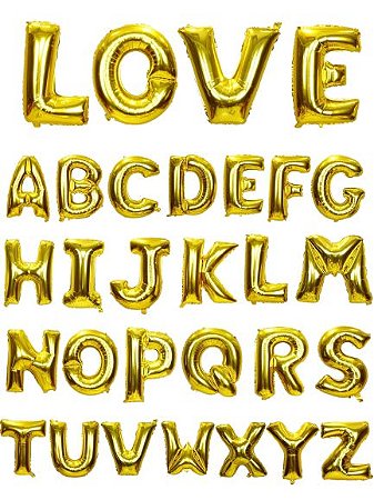 Balão metalizado Letras Douradas I ao Q Escolha a letra