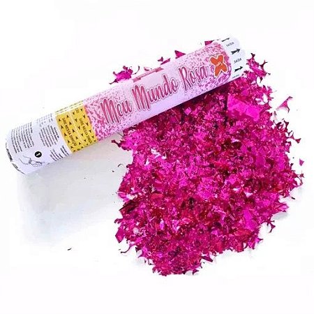LANCA CONFETES 30 CM CHA REVELAÇÃO ROSA MENINA