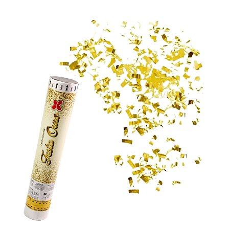 LANCA CONFETES 30 CM REVEILLON ANO NOVO DOURADO FESTA