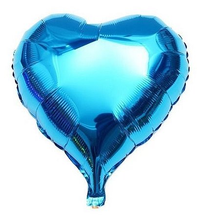 Balao metalizado 12cm coracao azul decoração festa