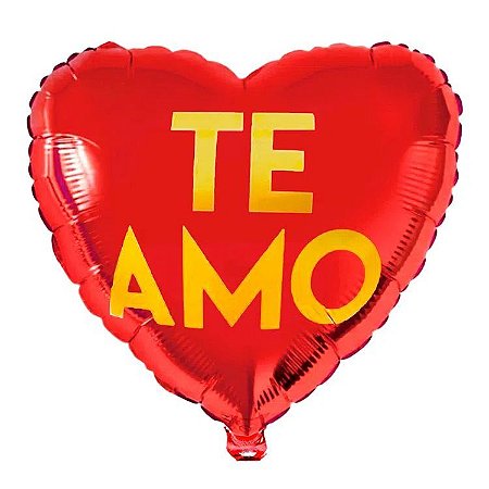 Balao Metalizado 25cm Coracao Te Amo Vermelho