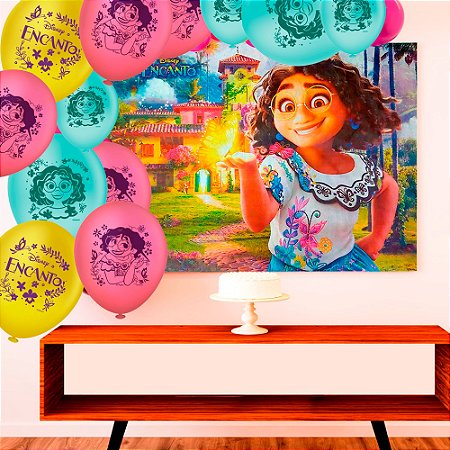Kit Festa 26Pçs Decoração Encanto Disney Painel + 25 Bexigas