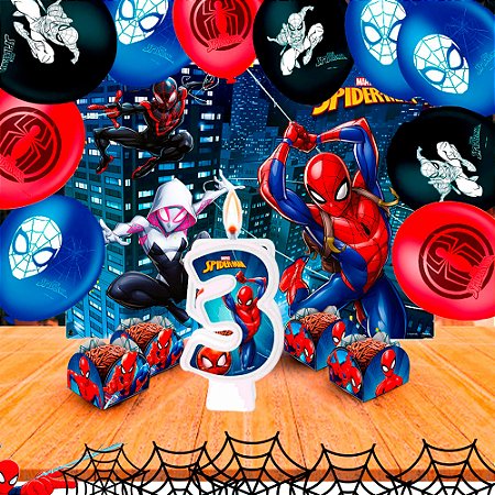 Kit Festa Homem aranha 77 itens decoração aniversário 3 anos