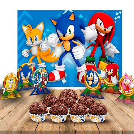 Kit festa completo 107 pçs decoração Sonic Aniversário