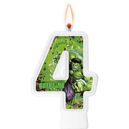 Vela 4 Anos Decoração festa Hulk Mais cor
