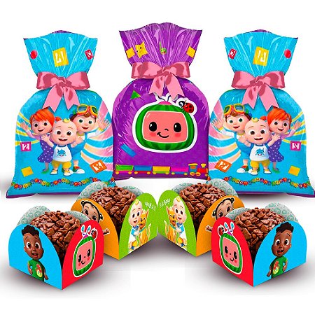 Kit Festa Cocomelon Decoração 50 Forminhas + 12 Sacolas SURP
