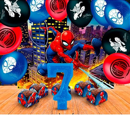 Kit Festa Homem aranha decoração aniversário 7 anos 77 itens