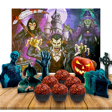 Kit festa Halloween decoração completa 107 itens