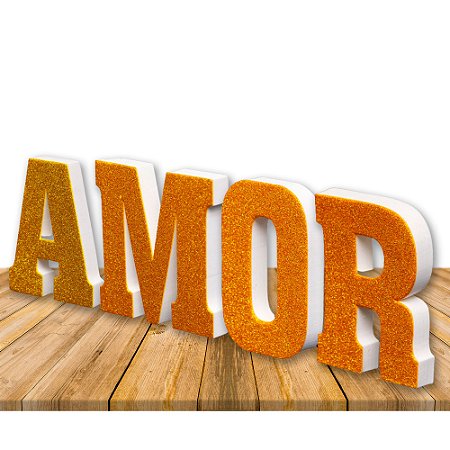 Letras Dourada AMOR EVA GLITER LUXO fica em pé Decoração